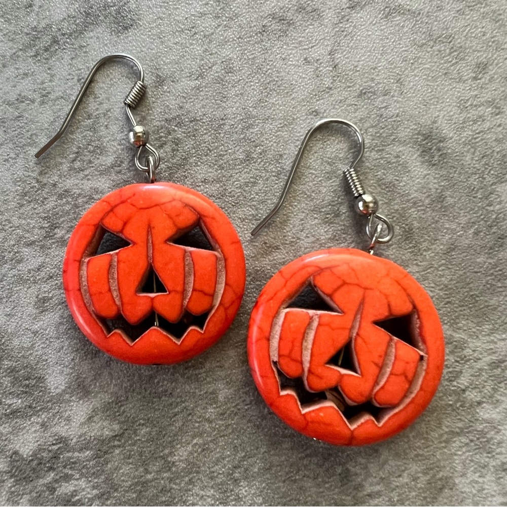 Handmade Halloween Pumpkin Jack-O-Lantern Earrings